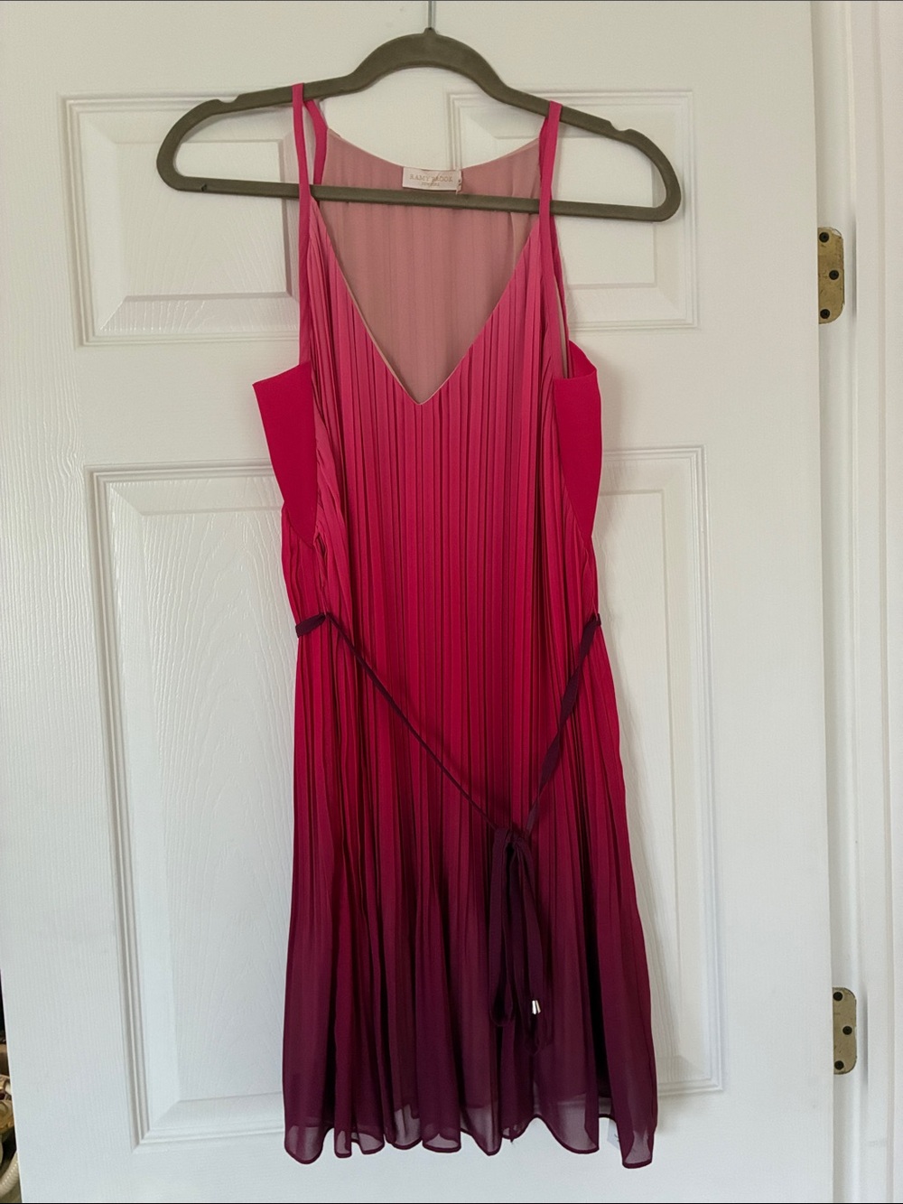 Ramy Brook Pink Pleated V-Neck Dress